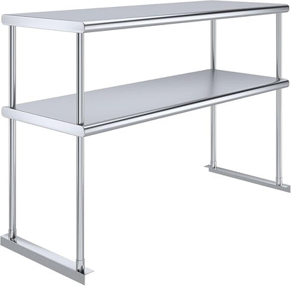 48" x 18" NSF Stainless Steel Double Overshelf | 18-Gauge Heavy-Duty | Includes Brackets