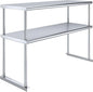 48" x 18" NSF Stainless Steel Double Overshelf | 18-Gauge Heavy-Duty | Includes Brackets