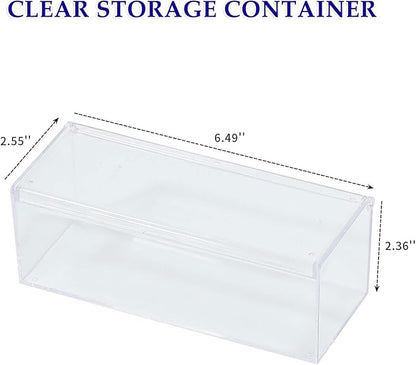 3 Pack Qtip Organizer Container with Lid, Plastic Bathroom Vanity Storage Canister for Cotton Swabs and Balls, Makeup Sponges, Hair Clips, Clear Counter and Desk Drawer Holder
