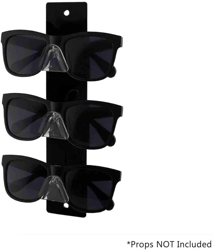 Marketing Holders 12 Pack Glasses Display Holds 3 Pair Mounted with Hanging Hardware Black Acrylic Retail Locations Organizer Space Saver Storage Warehouses Eyeglasses Safety Goggles Labs
