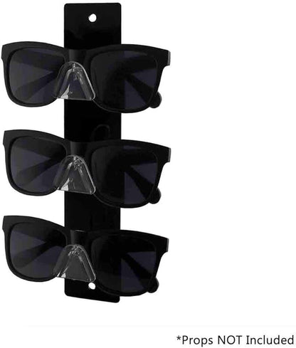 Marketing Holders 12 Pack Glasses Display Holds 3 Pair Mounted with Hanging Hardware Black Acrylic Retail Locations Organizer Space Saver Storage Warehouses Eyeglasses Safety Goggles Labs