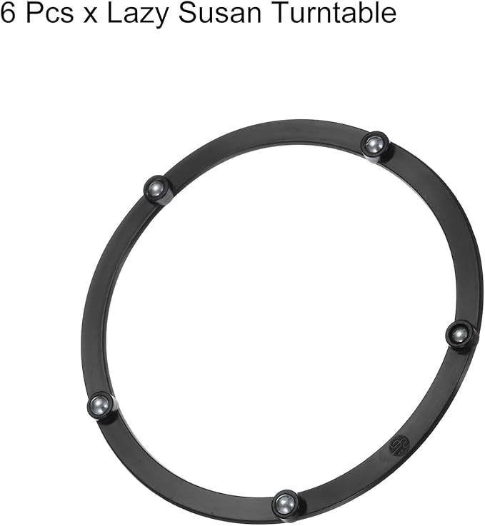 MECCANIXITY 5inch Rotating Swivel Stand with Steel Ball Bearings Annular Lazy Susan Base Turntable for Kitchen Corner Cabinets, 121 x 105mm Black Pack of 6
