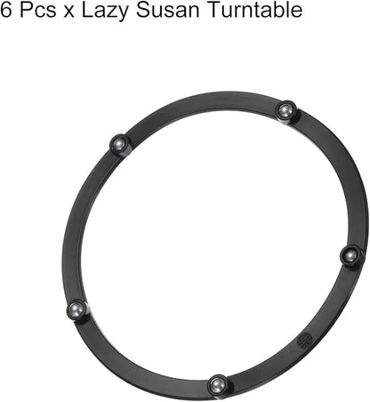 MECCANIXITY 5inch Rotating Swivel Stand with Steel Ball Bearings Annular Lazy Susan Base Turntable for Kitchen Corner Cabinets, 121 x 105mm Black Pack of 6