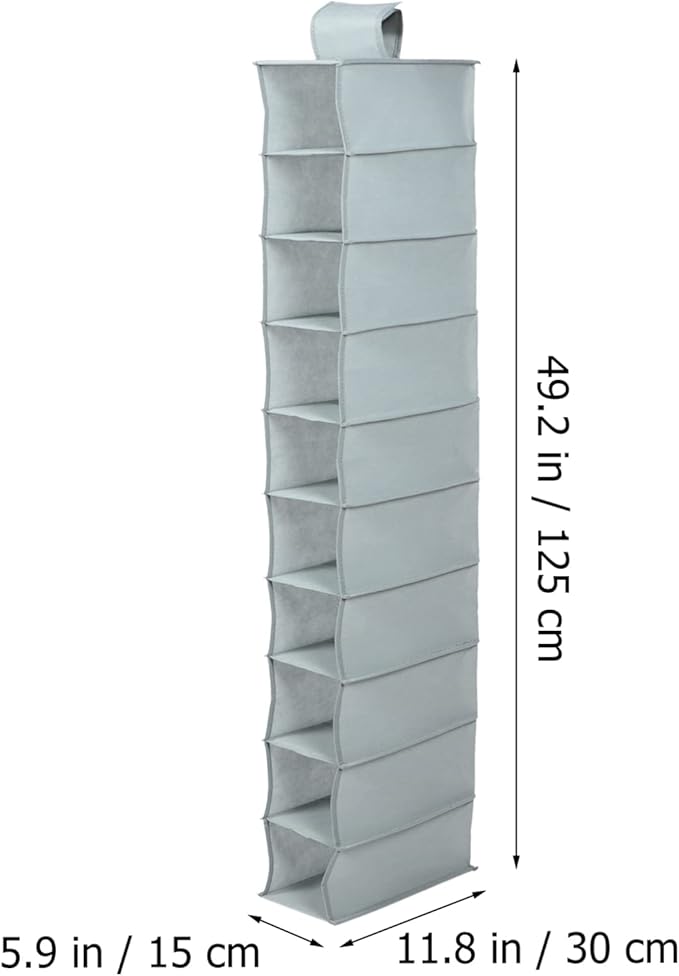 Happyyami Multi Function Hanging Storage Bag Portable Ten Layer Closet Organizer for Shoes Foldable Design Household Pocket Pouch for Items Space Saving