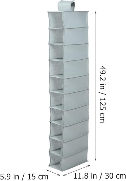 Happyyami Multi Function Hanging Storage Bag Portable Ten Layer Closet Organizer for Shoes Foldable Design Household Pocket Pouch for Items Space Saving