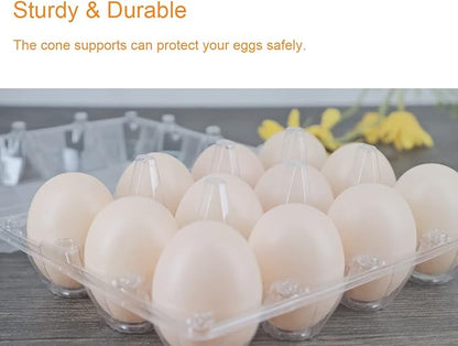 Egg Cartons 60 Packs, Clear Plastic Blank Egg Cartons with Free Labels, Holds up to 12 Eggs Securely, Perfect for Family Pasture Farm Markets Display - Medium