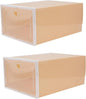 SHINEOFI 2Pcs Thickened Plastic Shoe Storage Boxes Stackable Male Footwear Containers Large Capacity Home Organizer for Sneakers and Boots