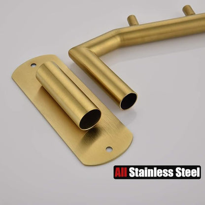 JQK Folding Clothes Hanger Rack, Stainless Steel Swing Arm Hook Holder, Clothing Hanging System Drying Closet Storage Organizer Brushed Gold Wall Mount, SHR100-BG