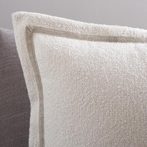 SAFAVIEH Home Collection - Pyper 18" Square Pillow with Insert, Ivory Poly Boucle & Linen Decorative Accent Cushion (PLS9004B-1818) - Image 6