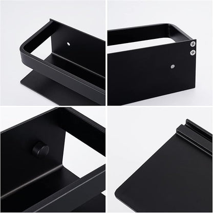 KES Spice Rack Organizer Kitchen Spice Rack Seasoning Organizer 16 Inch Aluminum Spice Holder Wall Mount Anodized Black 2 Pack, KSR401S40-BK-P2