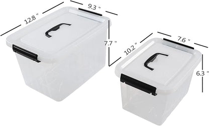 Plastic Storage Bins with Lids, 2 Packs Clear Tote Boxes, 7 Quart & 12 Quart