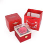 Magic Flip Jewelry Carousel with Heart Button Surprise, Rotating Transparent Gift Box - Bear Cake or Flower Design Organizer for Necklaces & Rings, Birthday Mothers Day Gifts for Women (Red Flower)