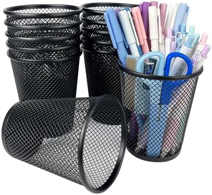 12 Packs Pen Holders, Mesh Pen Cup, Metal Pencil Holders for Desk by Zmarthumb