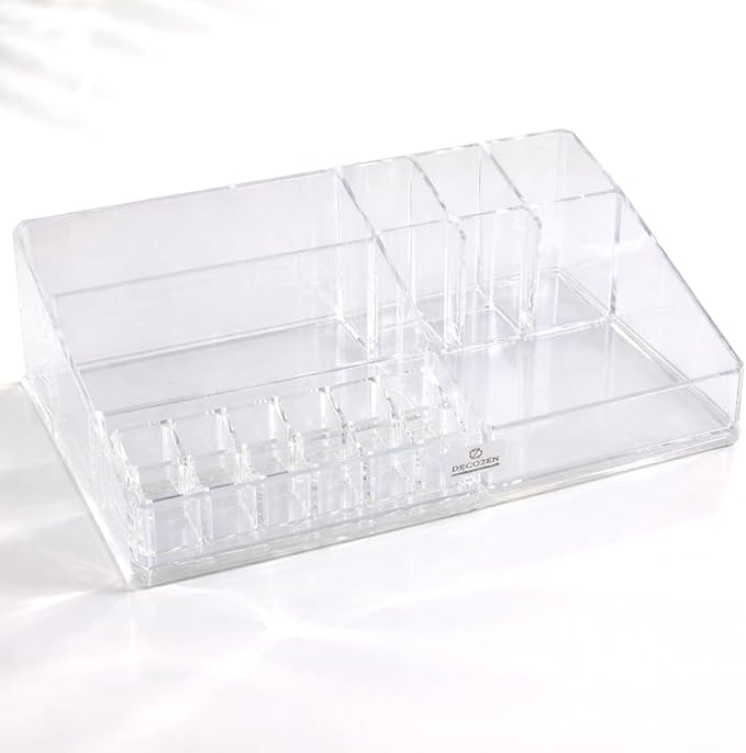 Decozen Makeup Organizer - Vanity Storage with Multiple Compartments and Drawers for Brushes, Lipsticks, Jewelry, Perfect for makeup organizer countertop, makeup holders and organizers, Gift for Mom