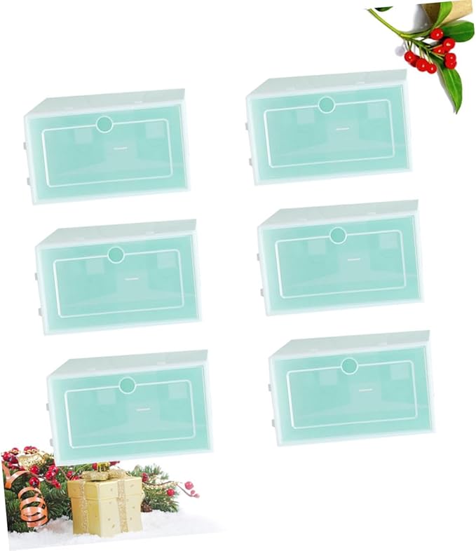 OSALADI 6PCS Stackable Transparent Shoes Box Thickened Plastic Shoe Storage Container S Green Organizer for Closet Entryway Under Bed for Easy and Space Saving