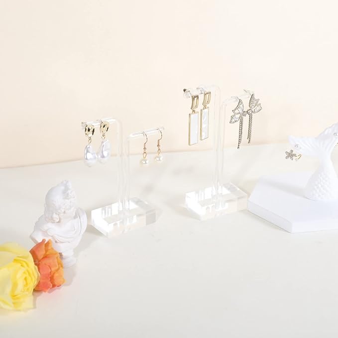 2pcs Acrylic earring display stands for selling, Clear earring holder organizer, transparent L bar earring hangers mini stand【Clear Acrylic Earring L Stand-2pcs 】