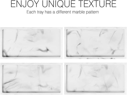Luxspire Bathroom Vanity Tray, 8 x 4 inch Resin Kitchen Sink Tray for Soap Dispenser Bathroom Countertop Organizer Plate Holder for Perfume Soap Towel Bathroom Accessories, Mini, White Marble