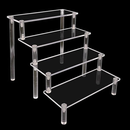 4-Tier Clear Acrylic Display Shelf - 8 Inch Multi-Use Organizer for Perfumes, Skincare, Cupcakes, Toys & Cosmetics | Durable Transparent Storage Solution with Easy Assembly