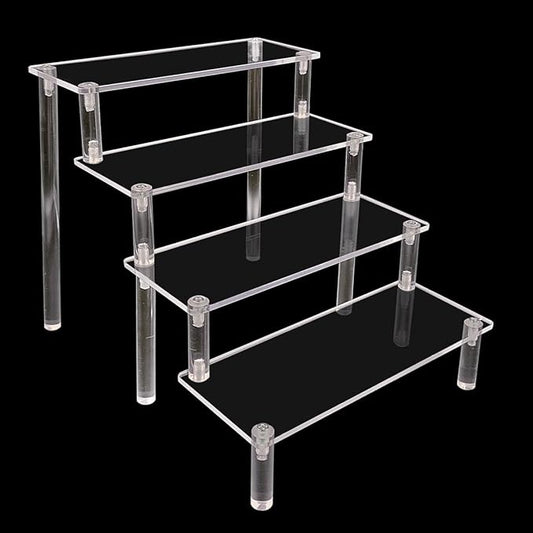 4-Tier Clear Acrylic Display Shelf - 8 Inch Multi-Use Organizer for Perfumes, Skincare, Cupcakes, Toys & Cosmetics | Durable Transparent Storage Solution with Easy Assembly