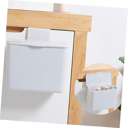 WOONEKY Cabinet Door Hanging Cosmetic Storage Box with Lid Multifunctional Plastic Sundries Organizer for Bathroom -Saving Design Easy Installation White