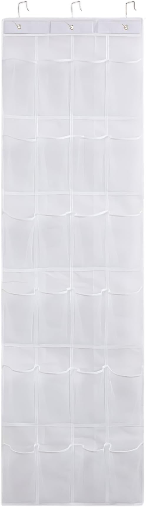 Shoe Organizer Door Hanger 24 Mesh Pocket over the Door Shoe Organizer Space Saving Hanging Storage Holder with Hooks 64x19 Inch White