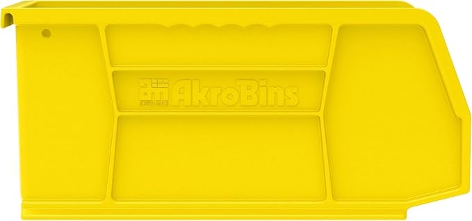 Akro-Mils 30230 AkroBins Plastic Storage Bins, Space-Saving Stackable Bins for Garage, Pantry, Craft Organization, 11" x 5" x 5", Yellow, 12-Pack