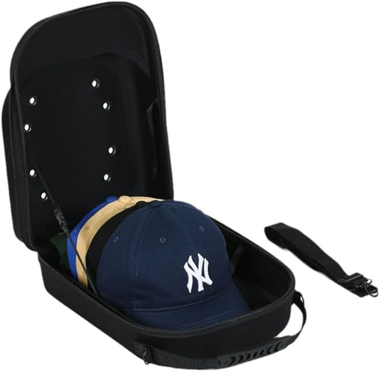 Hat Travel Case Baseball Cap Carrier for 6 Hats Storage with Handle & Adjustable Shoulder Strap for Travel Closet