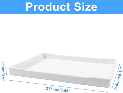 Jiozermi 8.54" Countertop and Bathroom Vanity Tray, Plastic Vanity Sink Tray Rectangle Soap Tray Kitchen Sink Plate Bathroom Plate for Lotion Bottles Perfume Jewelry Candle Key Ring(White)