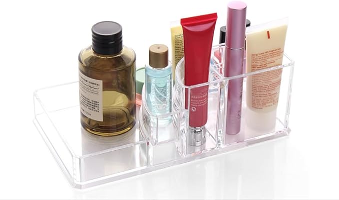 Kamay's Large 8 Compartments Circular-arc Multifunction Transparent Acrylic Desktop Cosmetic Display Stand Case For Lipstick Makeup Brush Nail polish Essential oil (SF-1118)
