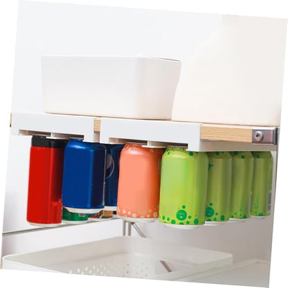 jojofuny 2pcs Hanging Beverage Organizer for Refrigerator Double Row Can Holder for Diameter Soda Beer Cans Space-saving Fridge Storage Hips Material