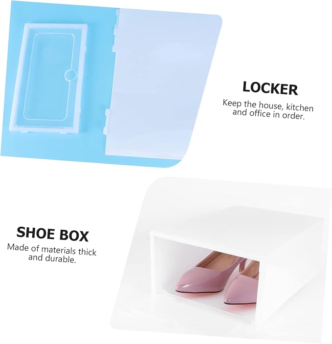 6pcs Plastic Shoe Box Thicken Stackable Storage Containers for Shoes Sneakers Boots Organize Your for Home Office Entryway