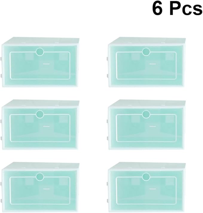 MAGICLULU 6pcs Stackable Thickened Plastic Shoe Storage Boxes Large Size Green Sturdy Shoe Containers for Closet Organization and Home Storage