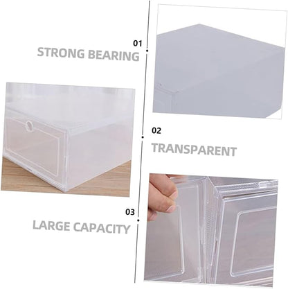 GLEAVI PP Plastic Shoe Storage Box 6-Piece Clamshell Organizer Stackable Shoes Display Case for Men and Women for Closet and Entryway