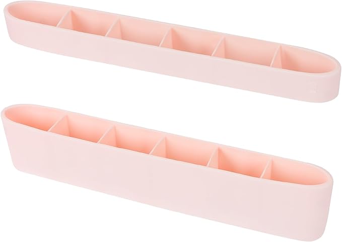 Strong Adhesive Backing Straw Storage Box, Split Type Silicone Straws Dispenser Adjustable Height Straw Holder for Cabinet (Pink)