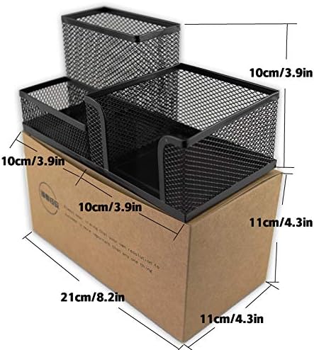 Fengtaiyuan T04, Black Metal Wire Mesh Pencil Holder, Desk Organizer (Black-T04) - Image 2