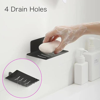 Shower soap Dish, Nail-Free Tray, Metal soap Holder, Stainless Steel soap Holder, Black, Soap Dish for Shower wall (Black)