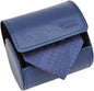 Leather Tie Case Box Organizer for Men's Necktie and Bow Tie Storage Travel Gift Box (round button, Blue, 4.3" x 3.3" x 3.3")