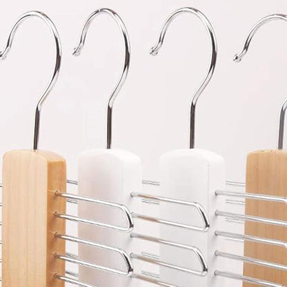 Wooden 20 Bar Tie Rack Hanger - Scarf, Belt, Accessory Organiser, White Solid Wood Tie Hanger 23x3.8x1.2cm