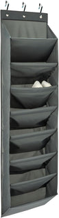 Amazon Basics 8 Tier Over the Door Shoe Organizer, Large Capacity Space Saving Hanging Shoe Storage for Closet and Dorm, Dark Grey