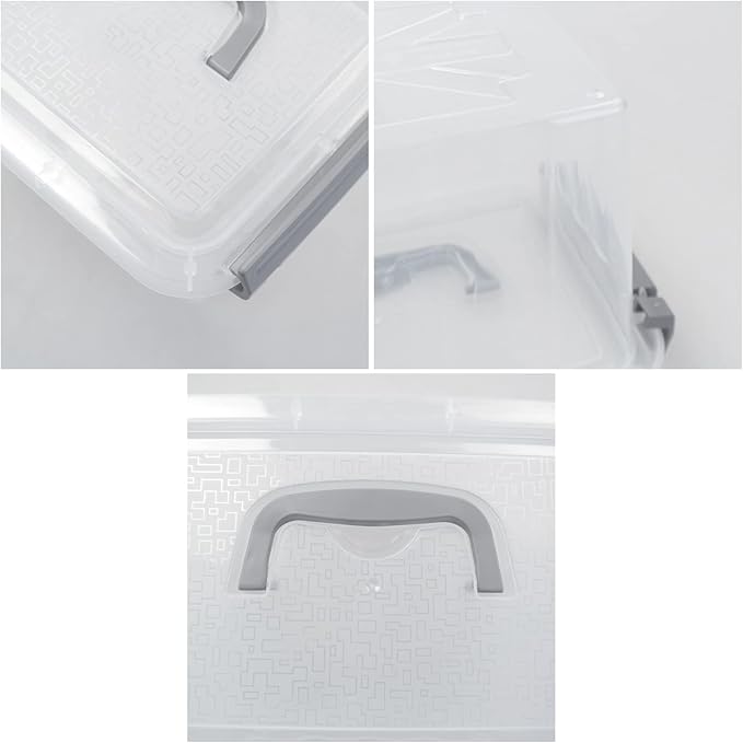 Sandmovie 3 Quart Small Plastic Storage Bin, Clear Storage Latch Box with Lids, 6 Packs
