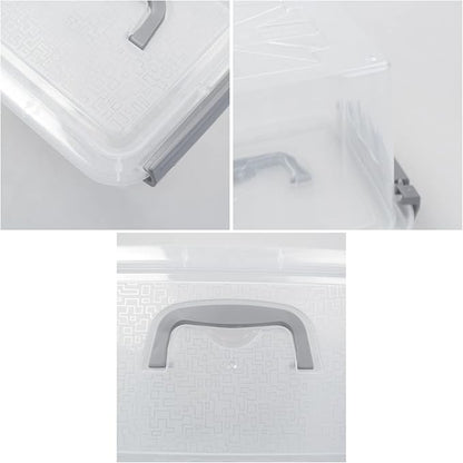 Sandmovie 3 Quart Small Plastic Storage Bin, Clear Storage Latch Box with Lids, 6 Packs