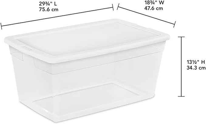 Sterilite 12-Pack 90 Quart Storage Box, Stackable Clear Plastic Bins with Snap-On Lids - Heavy-Duty Organizing Containers for Closet, Bathroom, and Office