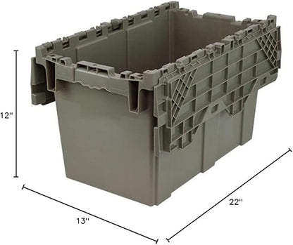 Quantum QDC2213-12 Plastic Storage Container with Attached Flip-Top Lid, 22" x 13" x 12", Gray