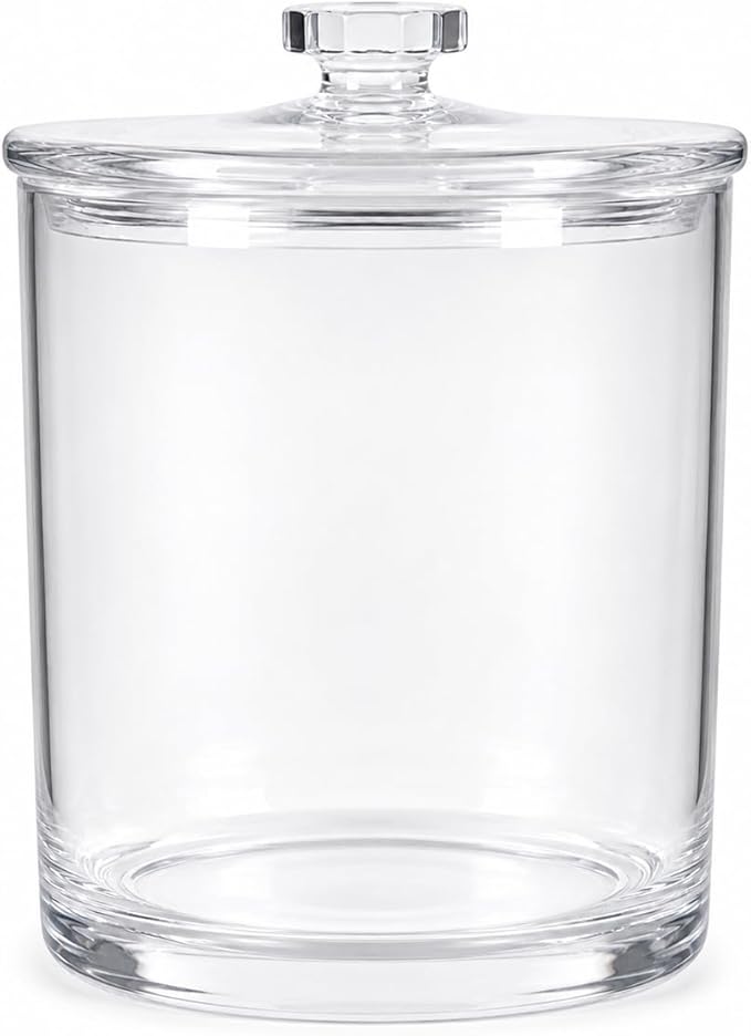 ForPro Clear Acrylic Apothecary Jar with Lid, 60 Oz Shatterproof Bathroom Vanity Organizer, Cotton Ball Holder, Qtip Storage Container Canister for Kitchen, Laundry, Office Decor, 7.75" x 5"
