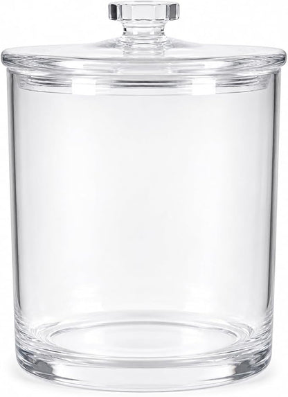 ForPro Clear Acrylic Apothecary Jar with Lid, 60 Oz Shatterproof Bathroom Vanity Organizer, Cotton Ball Holder, Qtip Storage Container Canister for Kitchen, Laundry, Office Decor, 7.75" x 5"