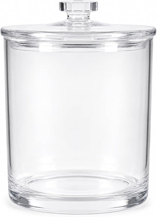 ForPro Clear Acrylic Apothecary Jar with Lid, 60 Oz Shatterproof Bathroom Vanity Organizer, Cotton Ball Holder, Qtip Storage Container Canister for Kitchen, Laundry, Office Decor, 7.75" x 5"