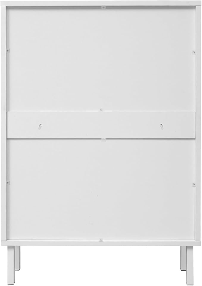 ZeHuoGe Rattan Shoe Cabinet with 2 Flip Drawers, Entrance Hallway Slim Entryway Organizer, White Rack Storage for Heels, Slippers