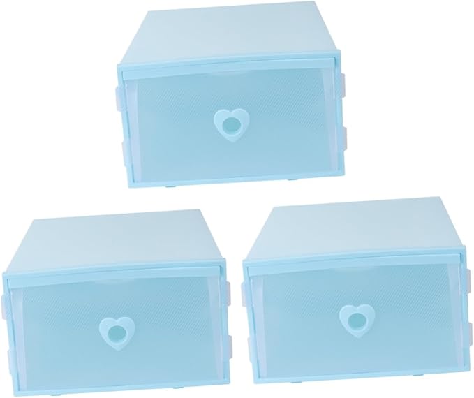 3Pcs Style Transparent Shoe Boxes Dustproof Moisture-resistant PP Plastic Storage Containers with Large Capacity and Slot Design for Socks Cosmetics Organization