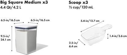 OXO New Good Grips 6‑Piece POP Container Bulk Set, Stackable with Attached ½ Cup Scoops, Panty Organization and Storage