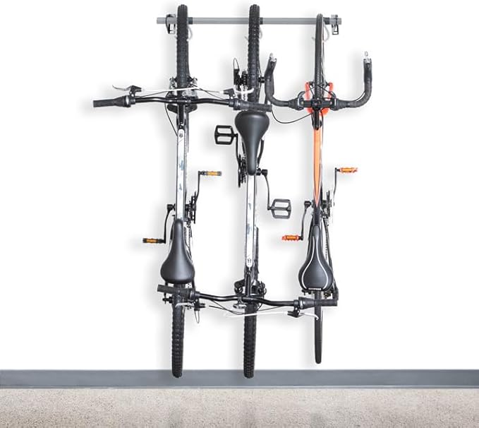 Monkey Bars Wall Bike Rack 2.0 - Stores 3 Bikes - Heavy Duty Bike Wall Mount